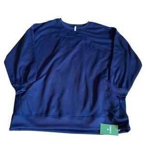 Halara NWT Oversized Navy Fleece Crewneck Sweatshirt XL Athleisure Cozy